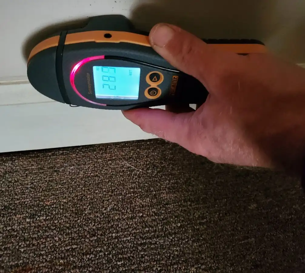 Moisture detection at baseboard during Sewage Cleanup & Sanitation in Lake Norman of Iredell